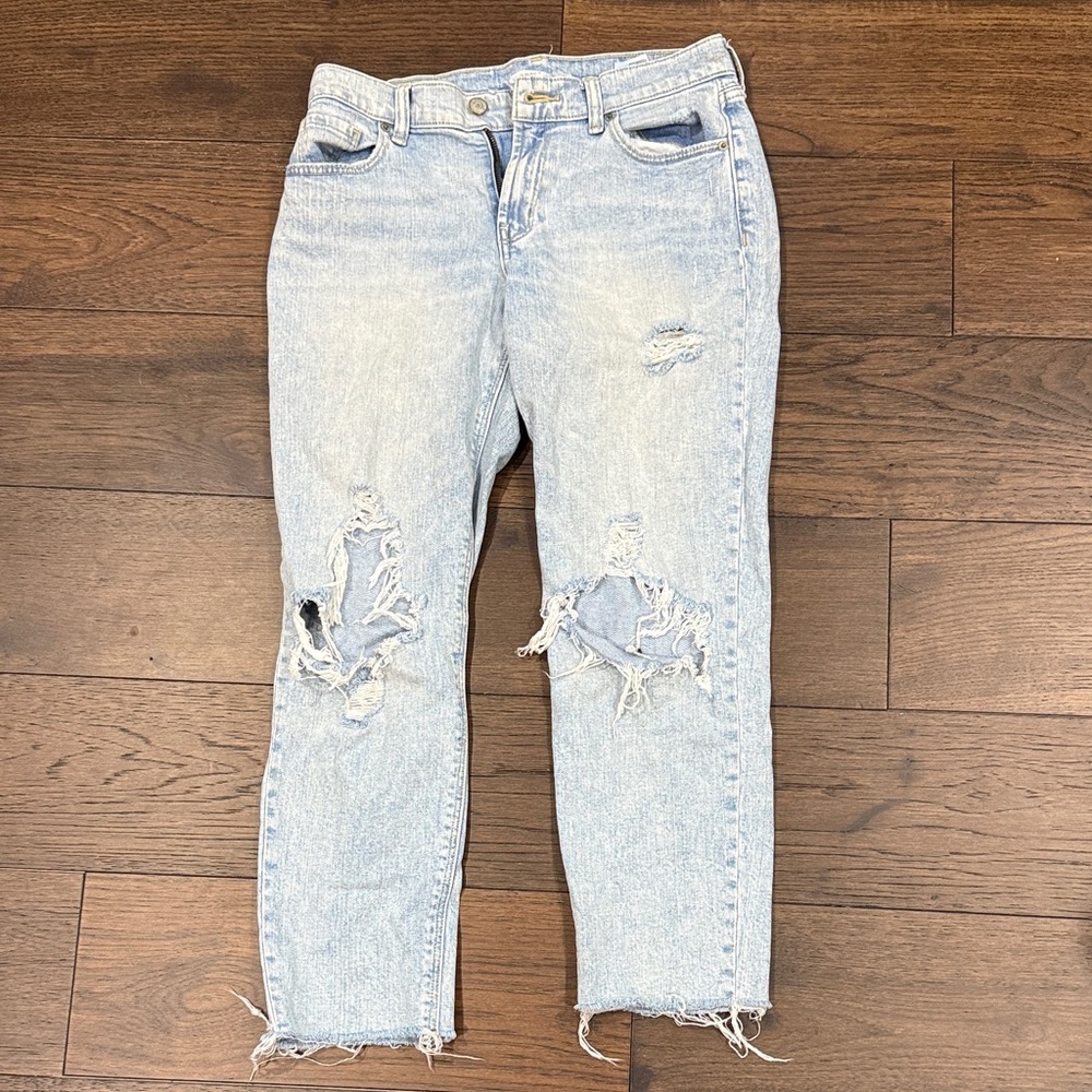 Boyfriend Mid-Rise Distressed Jeans
